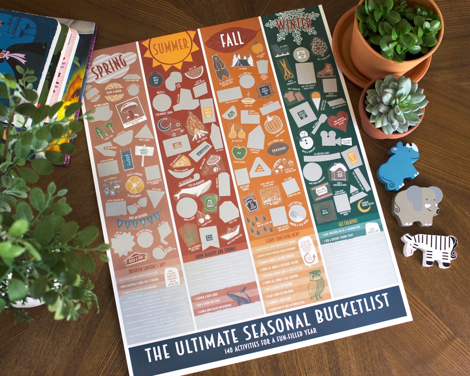 Kids Scratch off Seasonal Bucket List Poster Kids Room Etsy