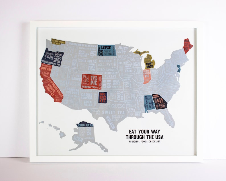 Scratch Off American Foods Map Foodie Gift Kitchen Wall Décor Travel Map Poster Cooking Gifts Chef Gifts for Men Gifts for Cooks image 4