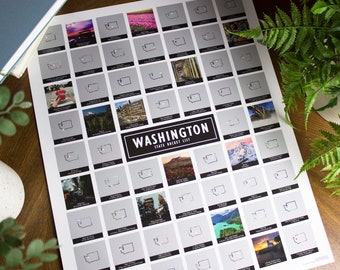 Washington State Bucket List – Scratch Off Poster – Washington State Travel Map – Cascadia Art – PNW Gift – Puget Sound – Spokane – Palouse