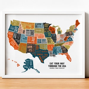 Scratch Off American Foods Map Foodie Gift Kitchen Wall Décor Travel Map Poster Cooking Gifts Chef Gifts for Men Gifts for Cooks image 1