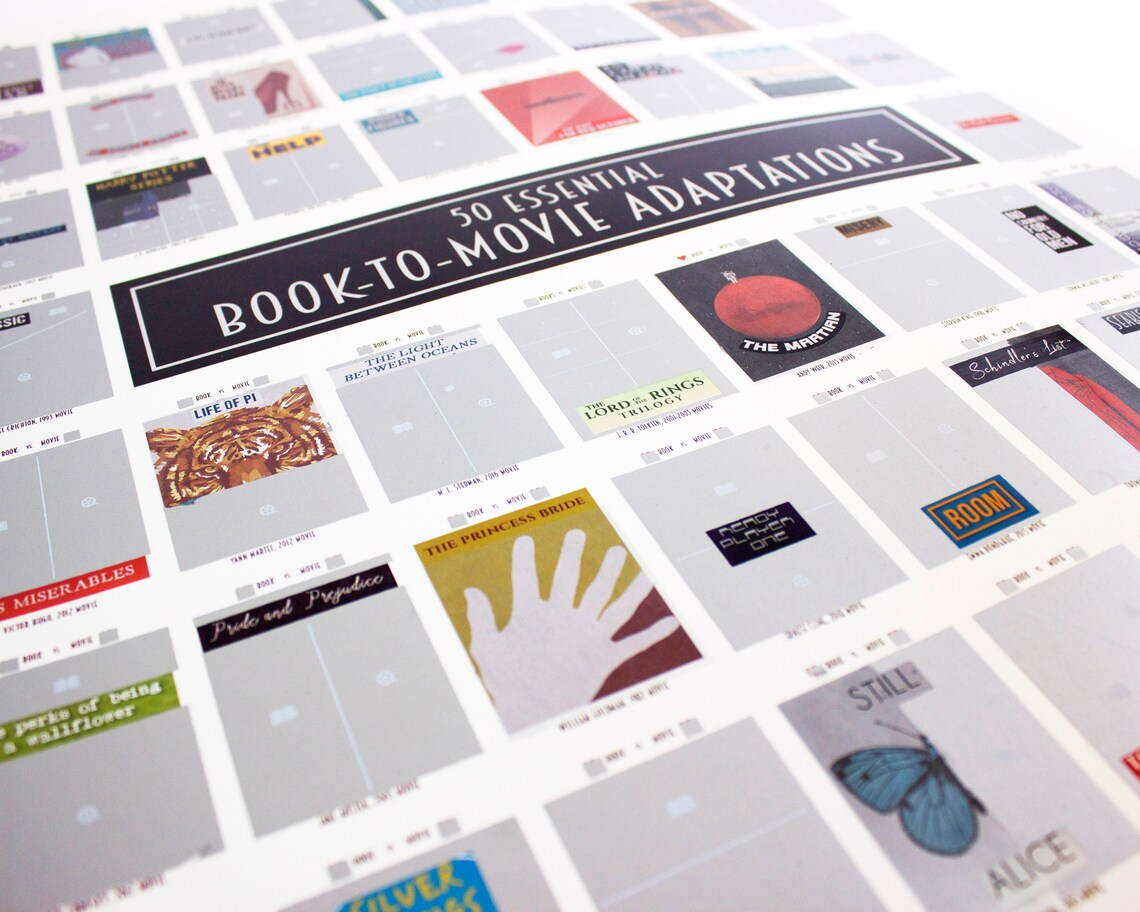 Scratch off Book to Movie Poster Bucket List Minimalist Etsy