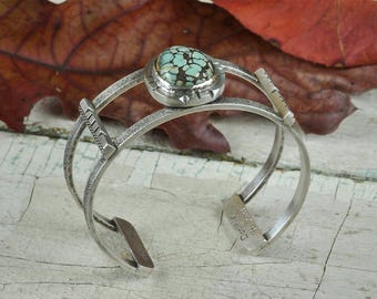 Desert Bloom Variscite Sterling Silver Cuff | XXSmall | Modern Southwestern Jewelry | Handcrafted Bracelet