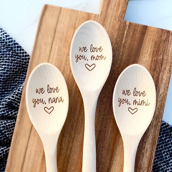 Personalized Mother’s Day Gift for Grandma, Engraved Wood Spoon, gift for mom from child, we love you mom, Mimi, nana, Gigi, mama, Grammy