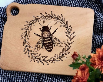 Engraved Honey Bee Charcuterie Board - wooden cheese board, boho kitchen gift