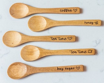 Wooden Sugar Spoon, coffee spoon, tea spoon, honey dipper, coffee bar, gift for mom, best friend gift, stocking stuffer for girls, tea time