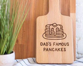 Dad’s Famous Pancakes Cutting Board - Fathers day gift for dad, foodie gift, chef dad, to dad from kids, personalized gift for dad