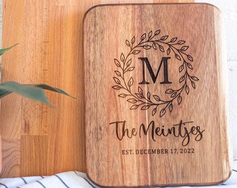 Personalized Cutting Board - custom wedding gift, kitchen bridal shower, gift for couple, engraved wood cheese board, wood anniversary gift