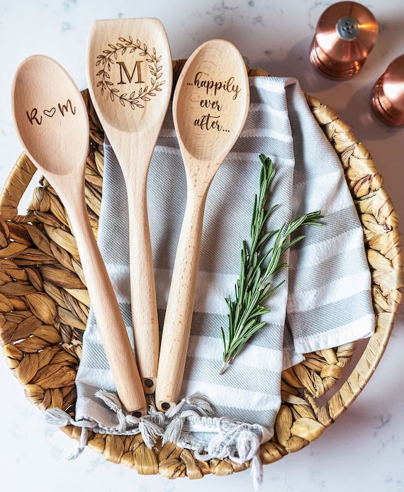 Personalized Wedding Gift Wooden Spoons, Kitchen Bridal Shower