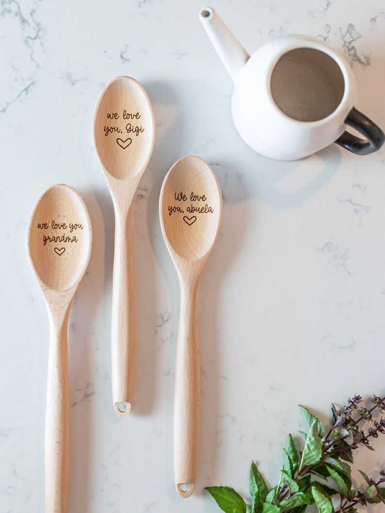 Personalized Mothers Day Gift for Grandma, Engraved Wood Spoon, gift for mom from child, we love you mom, Mimi, nana, Gigi, mama, Grammy image 9