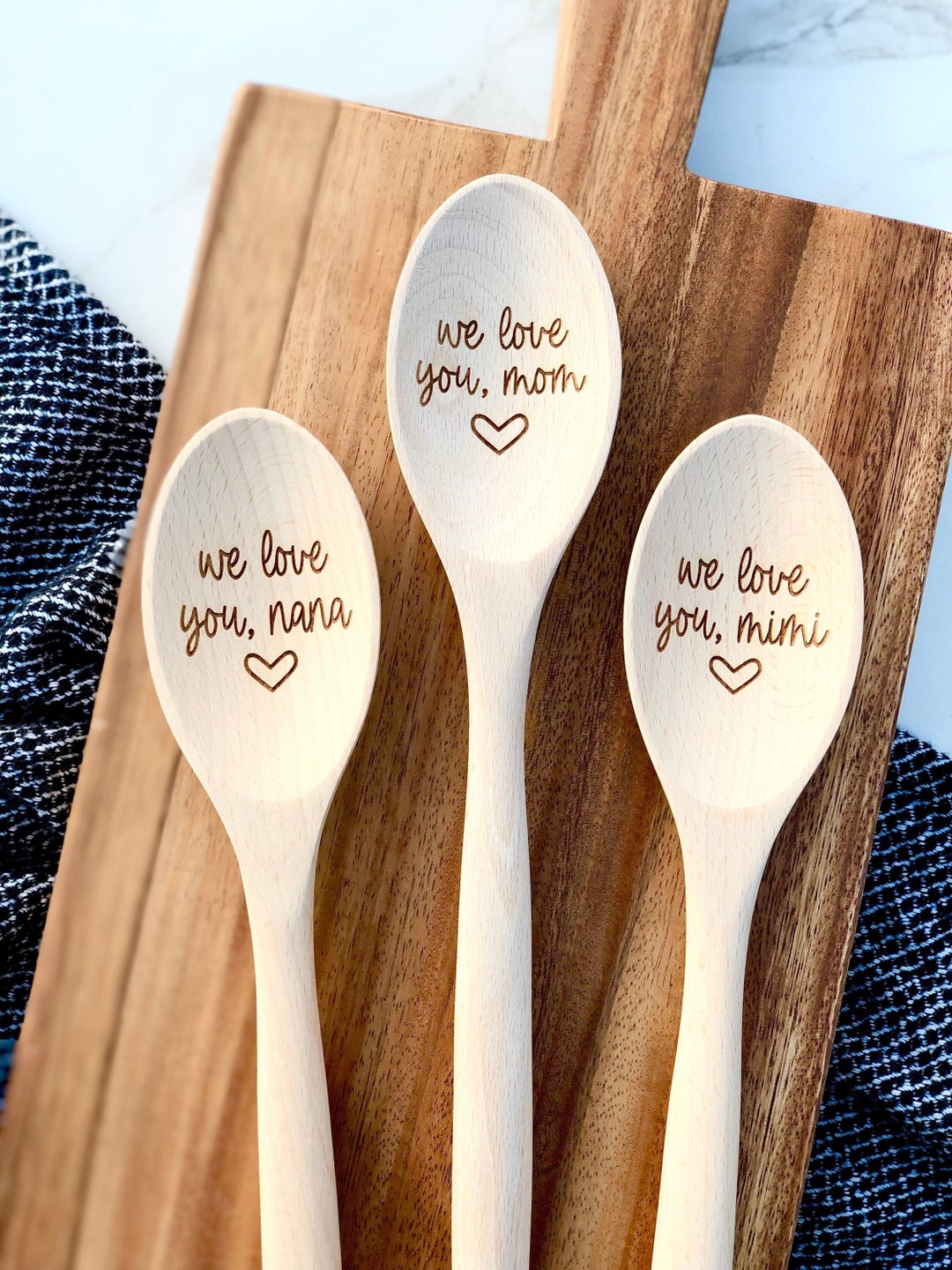 Personalized Mother's Day Gift for Grandma, Engraved Wood Spoon
