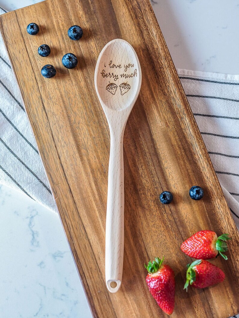 Valentine's Gift Funny Foodie Gift, Food Puns wooden spoons, gift for mom from child, gift for grandma, olive you, Mothers Day, pizza puns image 6