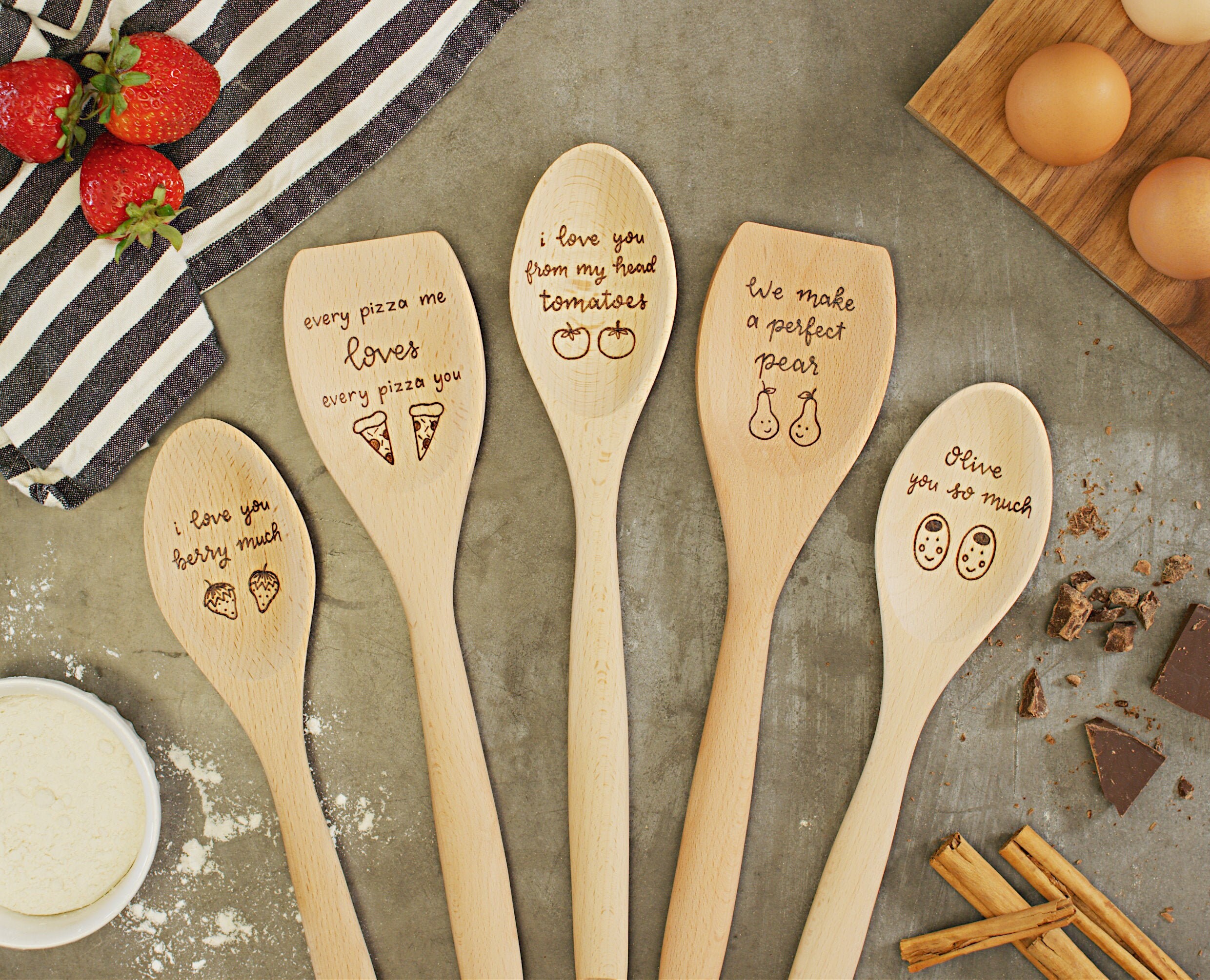 Valentine's Gift Funny Foodie Gift, Food Puns wooden spoons, gift…