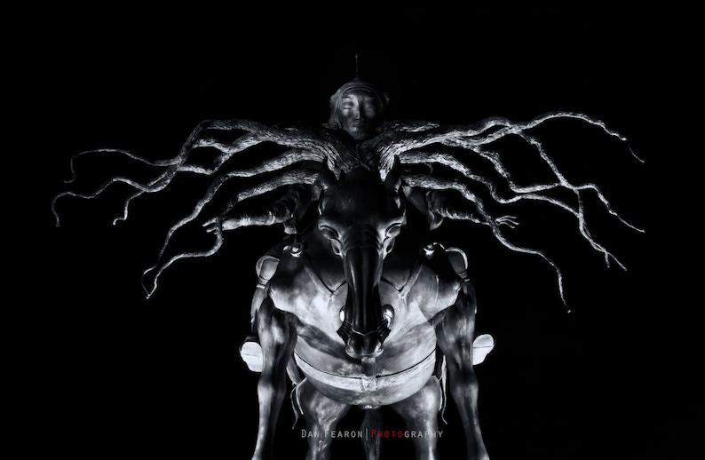 Genghis Khan Statue, Marble Arch, City of London, Evening, Black