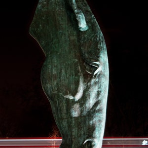PHOTOGRAPH of Horse a head Sculpture, Marble Arch, Still Water, Nighttime Photography Print, London, Long Exposure