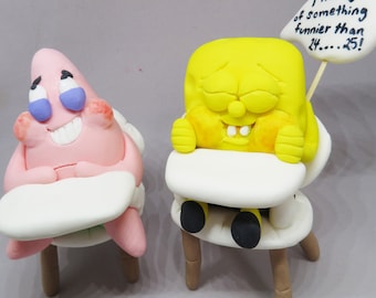 May include: Two cartoon characters, SpongeBob SquarePants and Patrick Star, are sitting at desks. SpongeBob is yellow and has his eyes closed. Patrick is pink and has a mischievous smile. SpongeBob has a speech bubble above his head that says "I thought of something funnier than 24...25!"