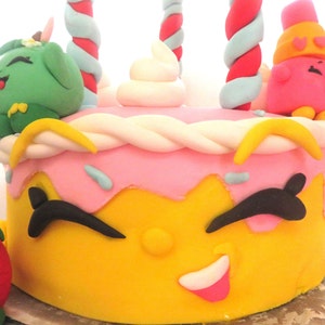 Shopkins Cake Topper: Fondant Strawberry, Poppy Popcorn, Kooky