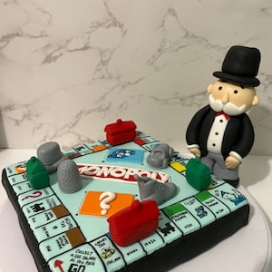 Mr Monopoly board and cake topper