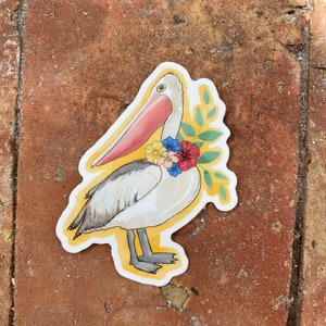 Floral Pelican Sticker