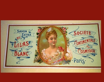 Original Vintage Label French Soap Label Original Label Antique Label French Label Paris Soap Lilas Blanc Savon COSMYDOR Label