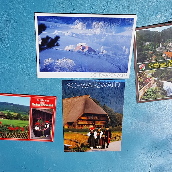 Lot of 4 Unused European Postcards Vintage Postcards Vintage Swiss Postcards Switzerland Vintage Souvenir Schwarzwald Vintage Ephemera