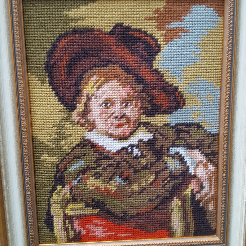 Pair of Framed German Vintage Needlepoint Tapestry Bed and Etsy 日本