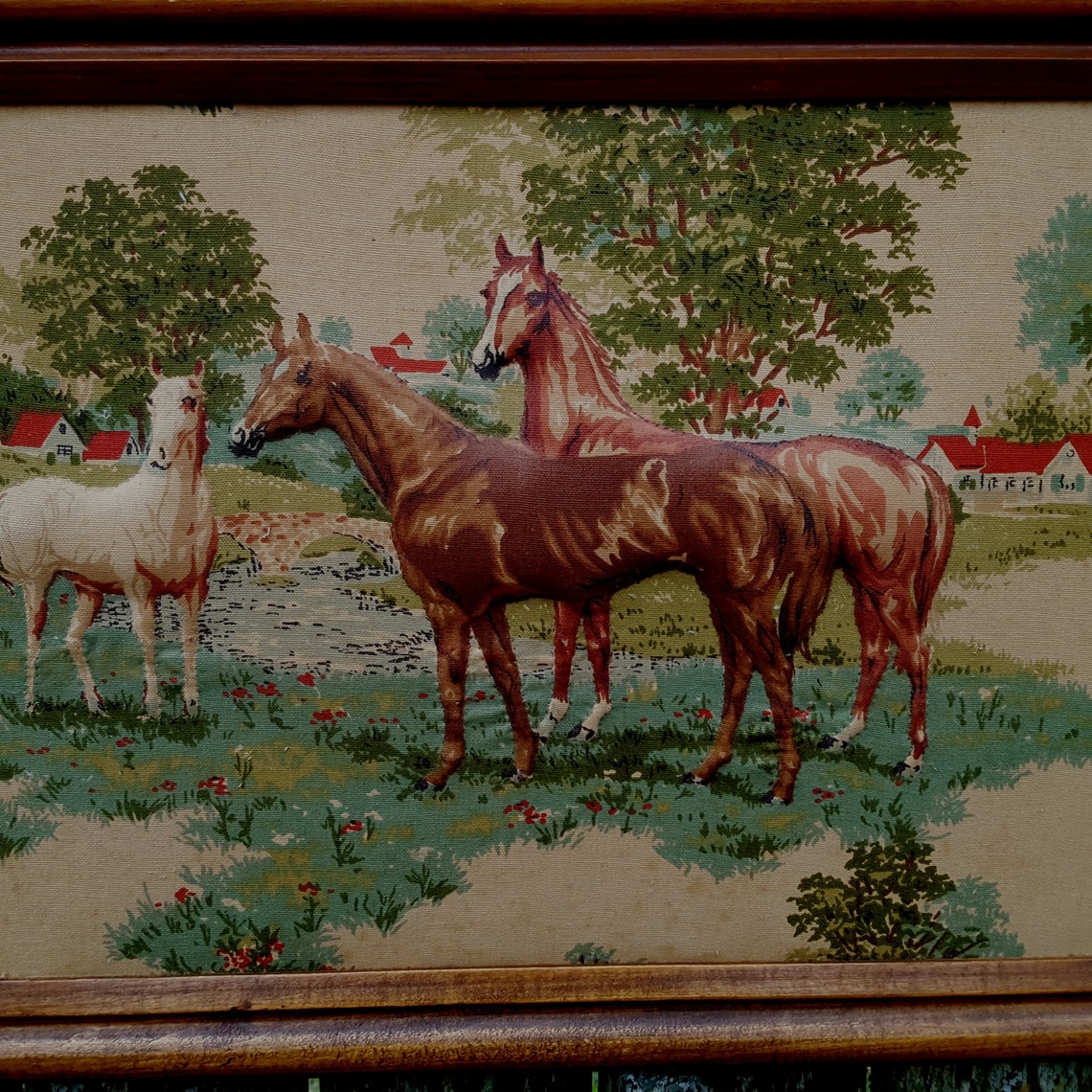 Vintage Horse Wall Hanging Fabric Art Raised Wall Art 70s Etsy