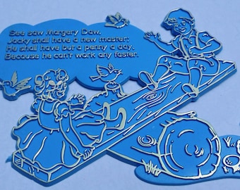 Vintage 60s Nursery Rhyme Wall Hanging: Margery Daw Plaque