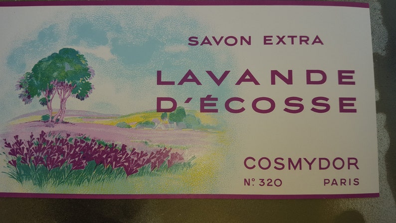 Vintage Label, Soap Label, Savon, Extra Lavande, DeCosse Cosmydor, Paris No 320, French Label, 30s Label, French Soap Label, Ephemera image 4