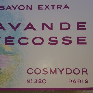 Vintage Label, Soap Label, Savon, Extra Lavande, DeCosse Cosmydor, Paris No 320, French Label, 30s Label, French Soap Label, Ephemera image 2