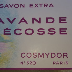 Vintage French Soap Label: Savon Extra Lavande, Cosmydor Paris bild 2