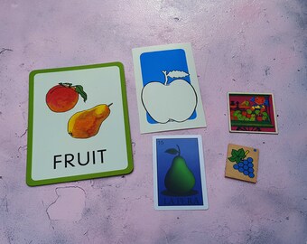 Lot of 10 Vintage Game Cards Fruit Cards Trading Cards Lotto Cards Banana Cherries Dutch Game Card 70s Cards Vintage Playing Cards