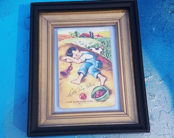 Framed Vintage Game Card, Little Boy Blue, 40s Game Card, Vintage Wall Hanging, Kids Room, Game Room, Restaurant, Bed and Breakfast