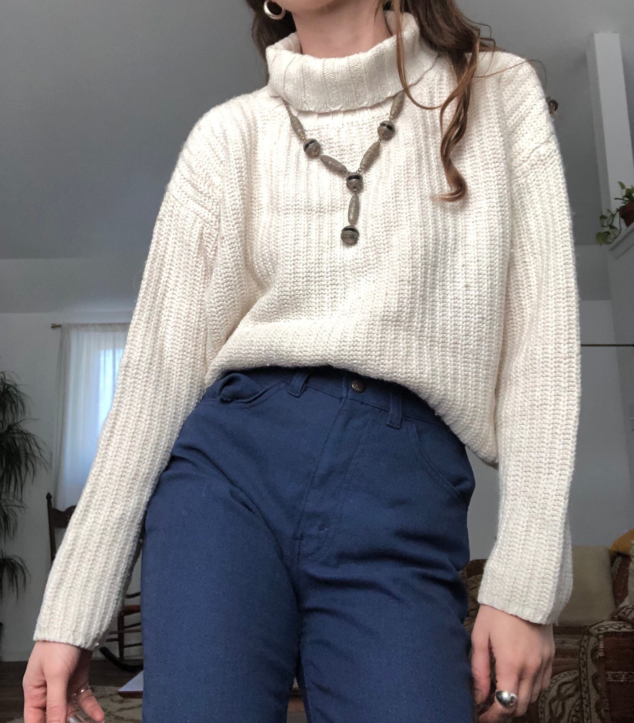 cream knit turtleneck sweater