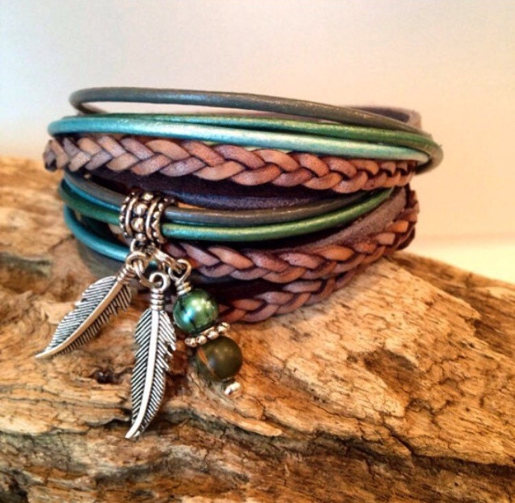 Bracelet,  Wrap Bracelet,Leather Wrap Bracelet,Boho Bracelet, gypsy w…