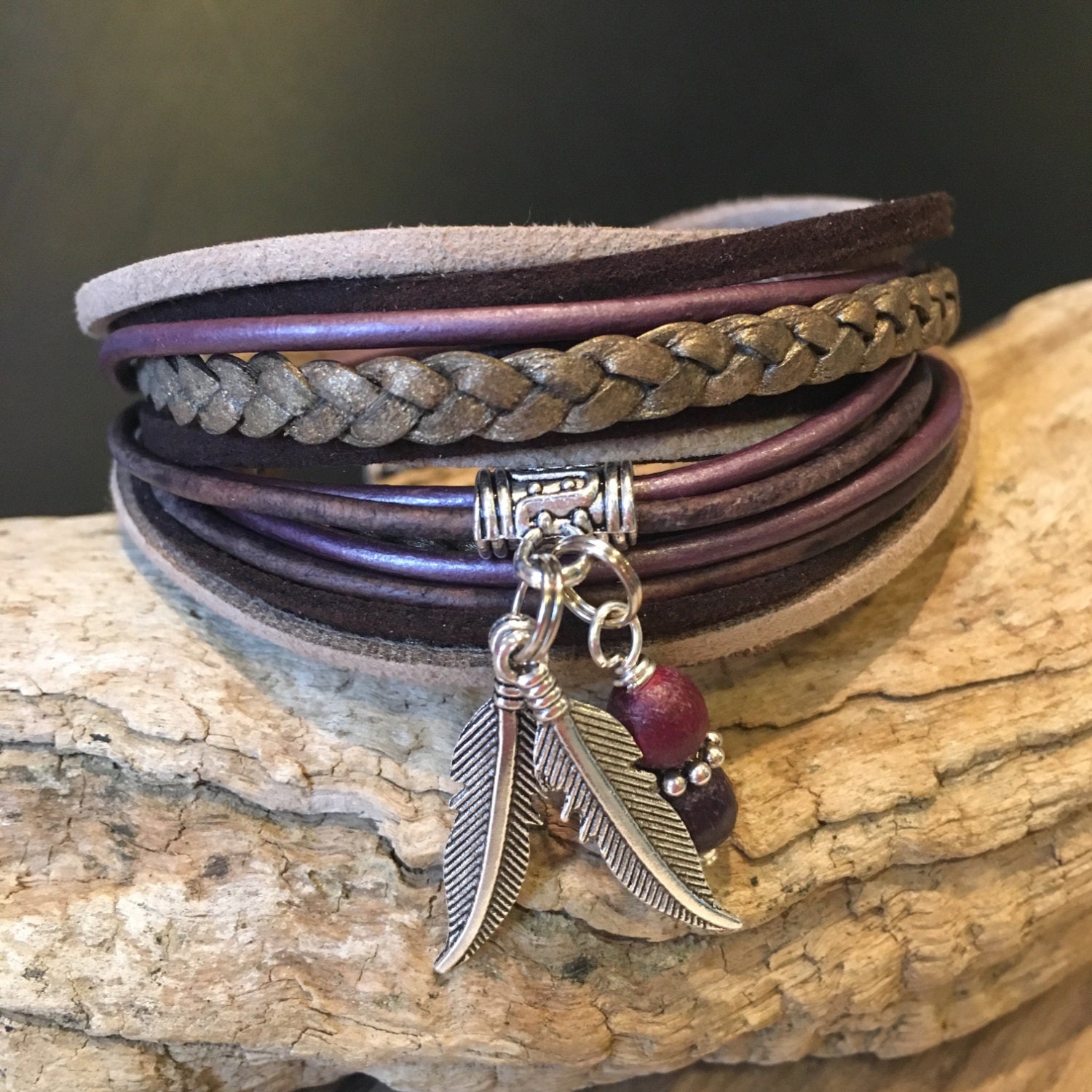 Leather Wrap Bracelet Boho HipsterCuffTriple Wrap Etsy