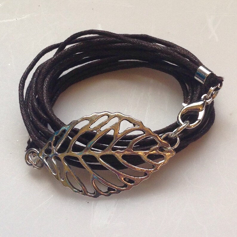 Wrap Bracelet Cotton Cord Leaf Wrap Bracelet 3X Wrap Etsy