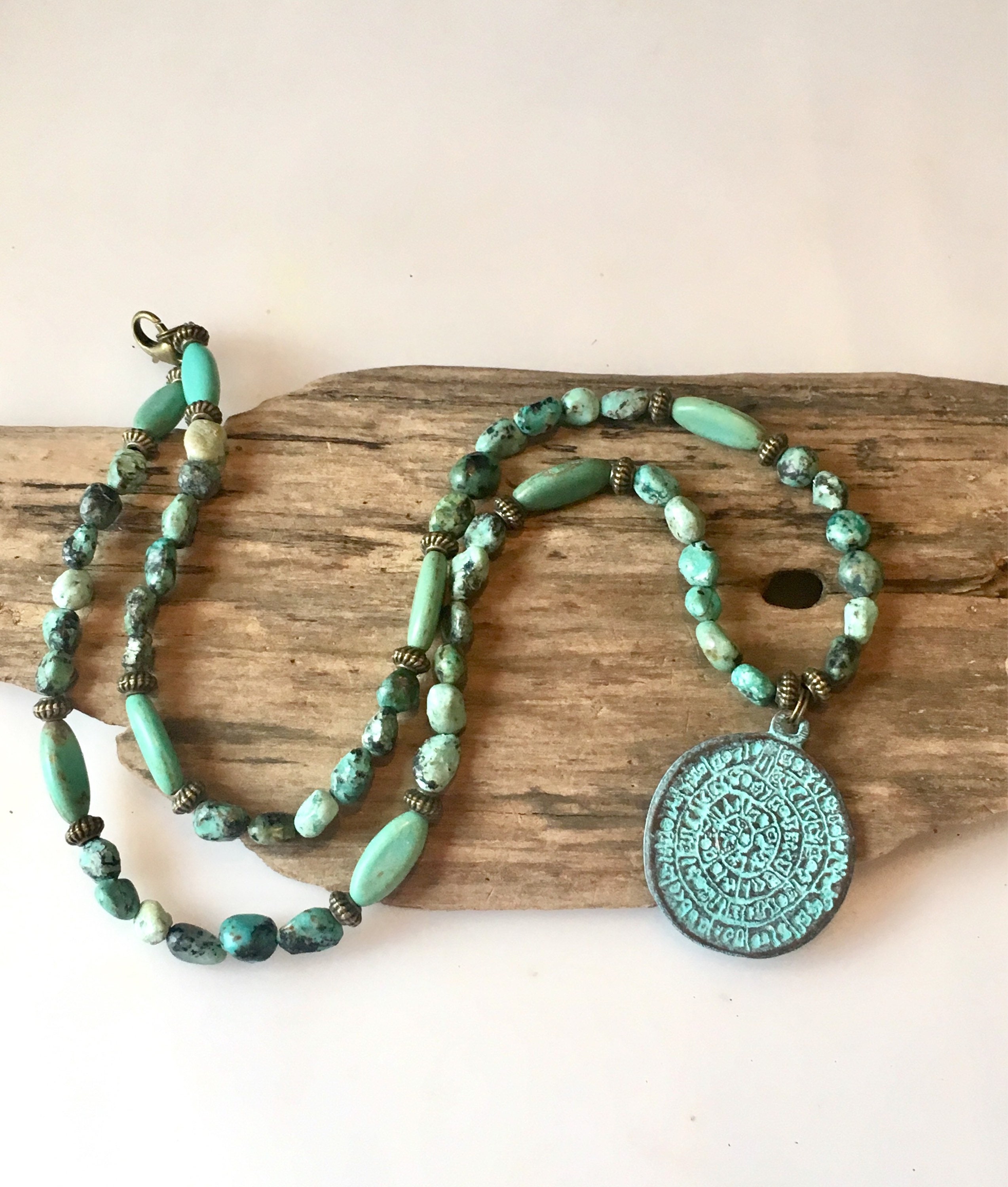 Turquoise Necklace Genuine Turquoise Pendant Necklace Tribal | Etsy