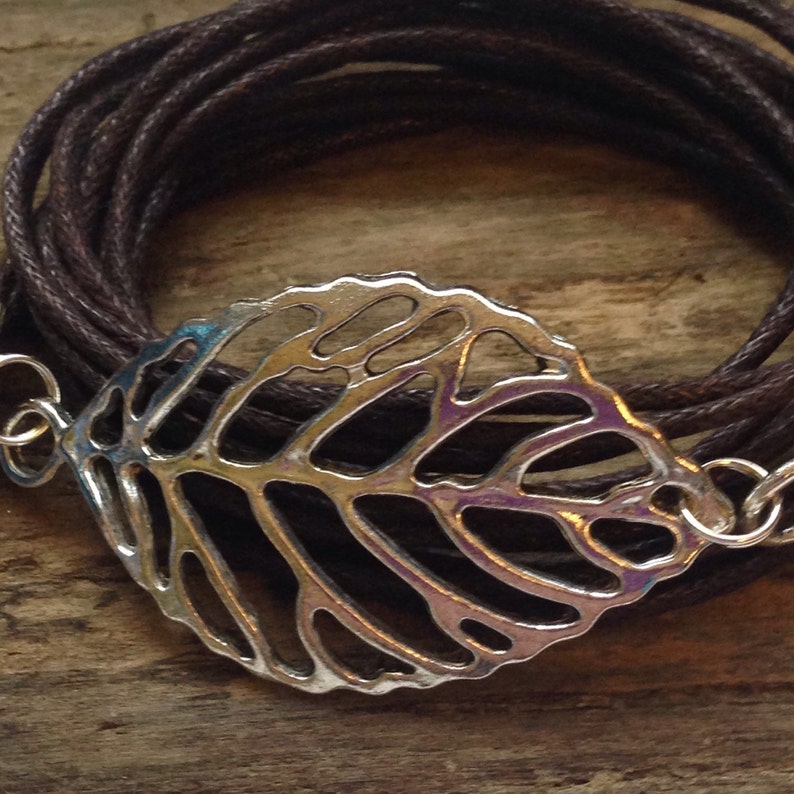 Wrap Bracelet Cotton Cord Leaf Wrap Bracelet 3X Wrap Etsy