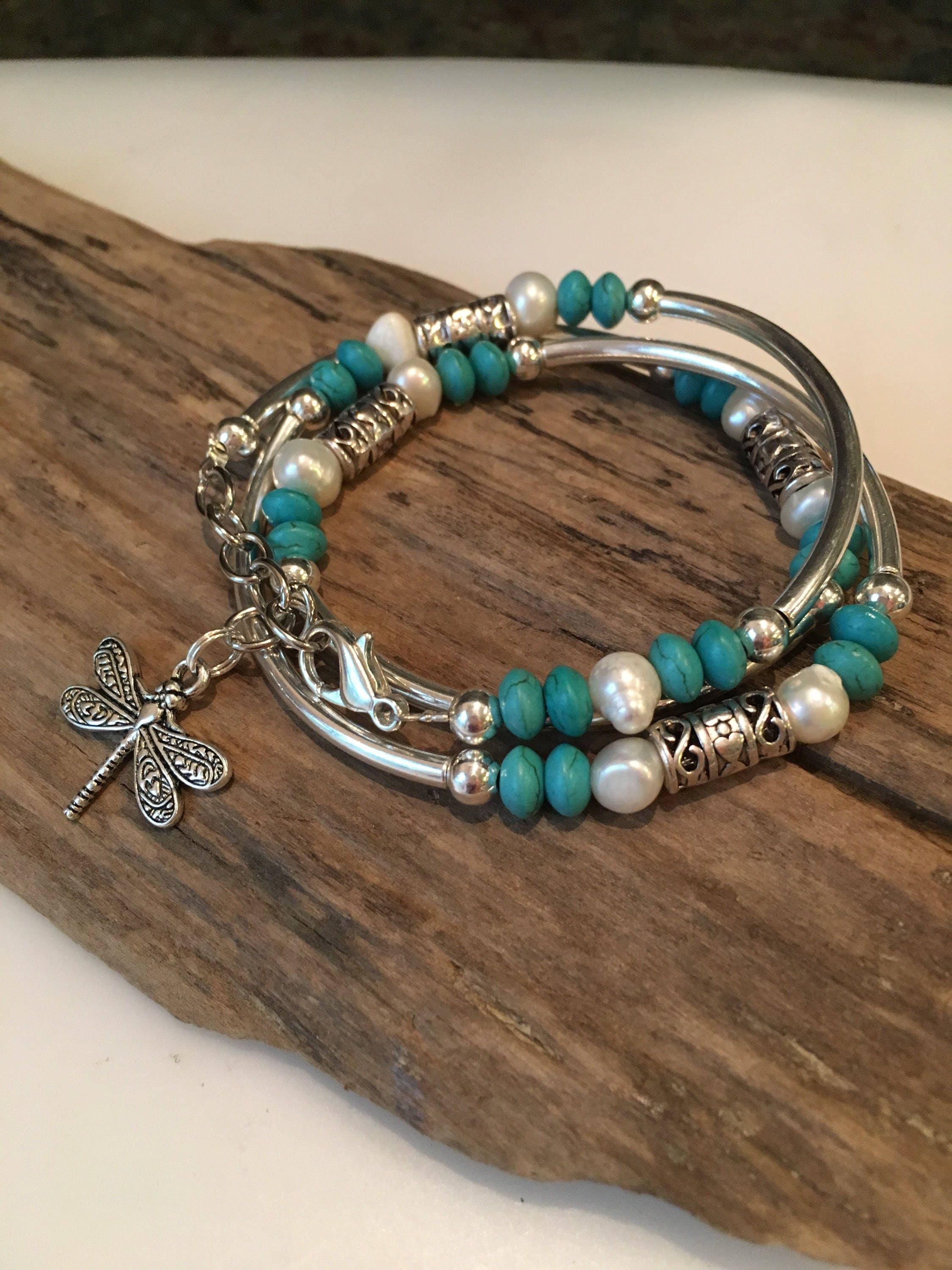 Boho Wrap Bracelet Beaded Tube Wrap silver wrap bracelet Etsy