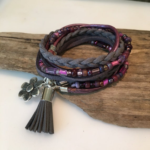 Boho Wrap Bracelet Beaded Leather Bracelet braided Soft Etsy