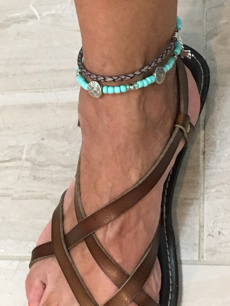 Ankle Bracelet Beach Ankle Wrap Boho Beach Style Turquoise Etsy