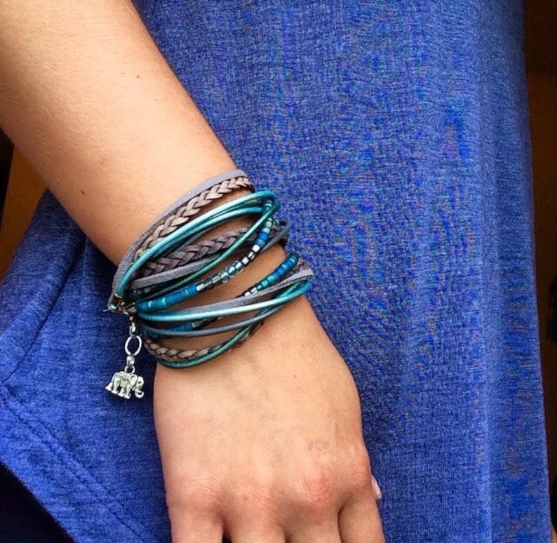 Wrap Bracelet Leather and Beaded Boho Wrap Bracelet 3X Wrap Etsy