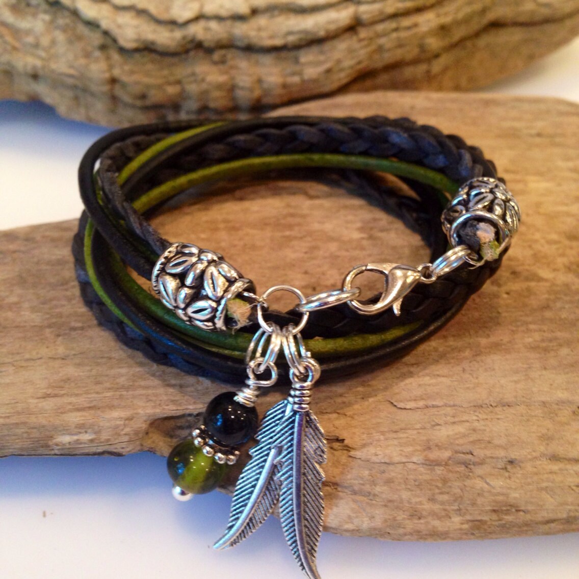 Leather Wrap Bracelet Leather Bracelet Boho Bracelet Custom - Etsy