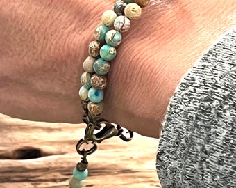Lederarmband, natürlich Imperial Jaspis Steine, Wickelarmband, Jaspis Stein, Wickelarmband, Boho Lederarmband, Custom Made,