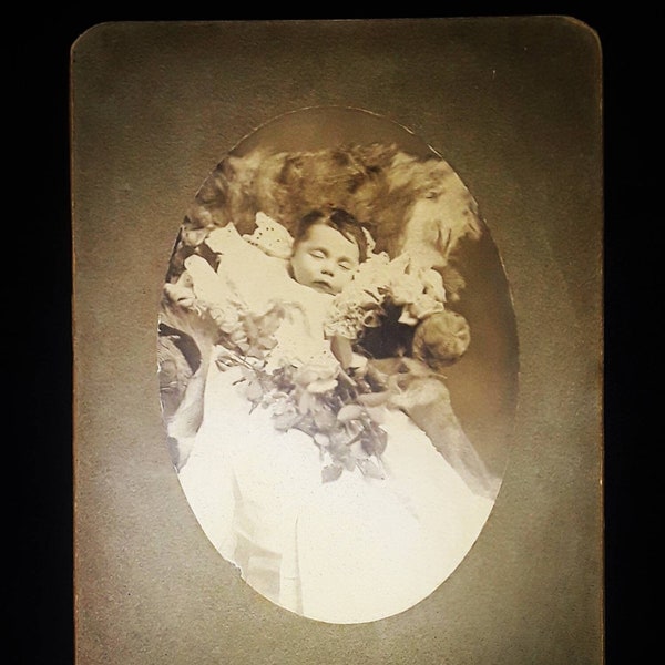 Our Little Angel--Antique Postmortem Infant Cabinet Card Photo, 8" x 6"