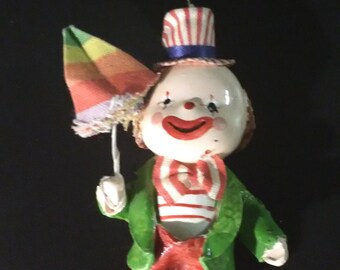 Creepy Cute Vintage Clown Ornament--Paper Mache