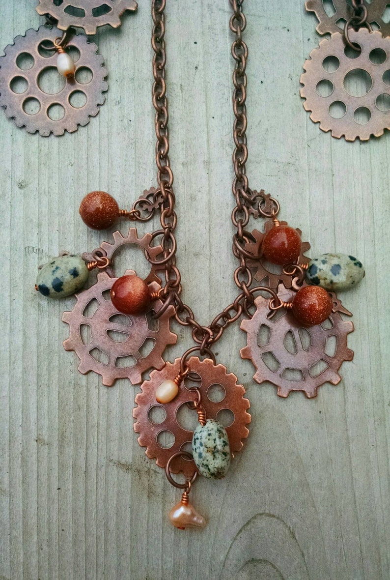 Copper and goldstonepearlgranite steampunk set