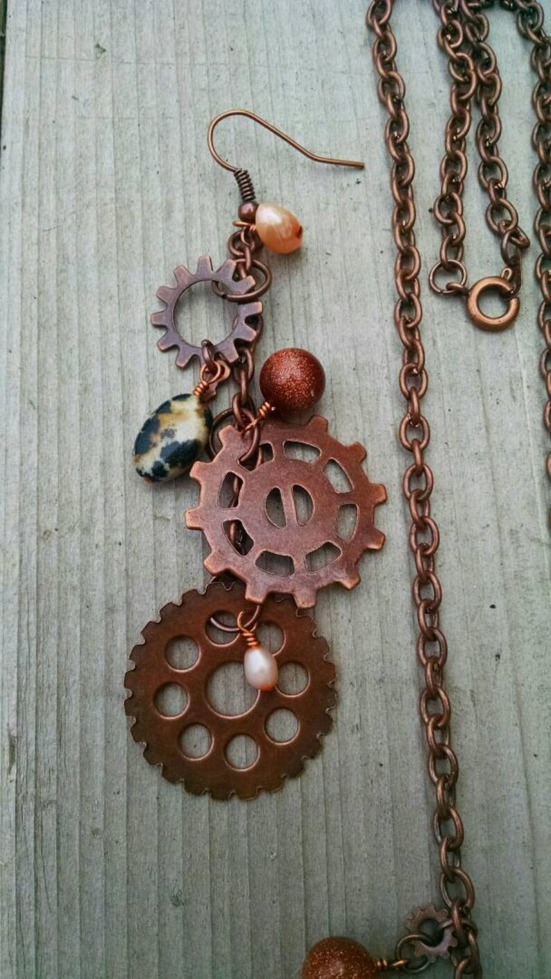 Copper and goldstonepearlgranite steampunk set