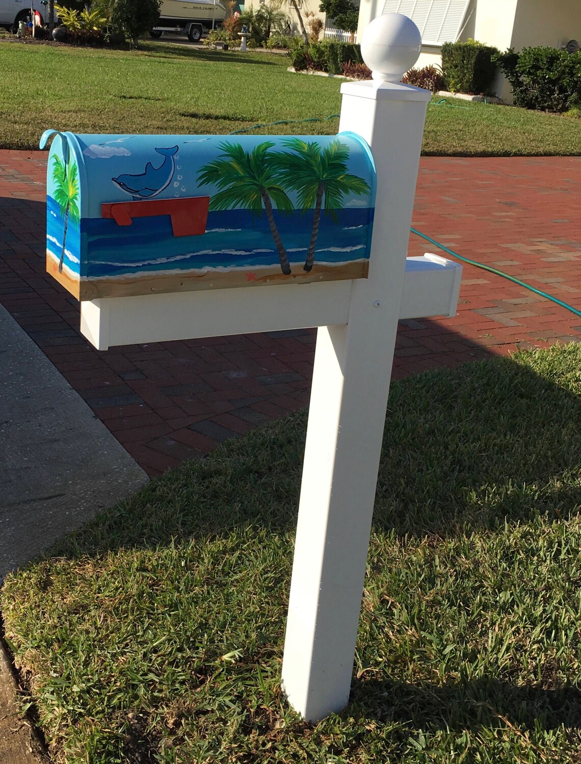 Dolphin Beach Mailbox Hand Painted Mailbox dolphins sea Etsy