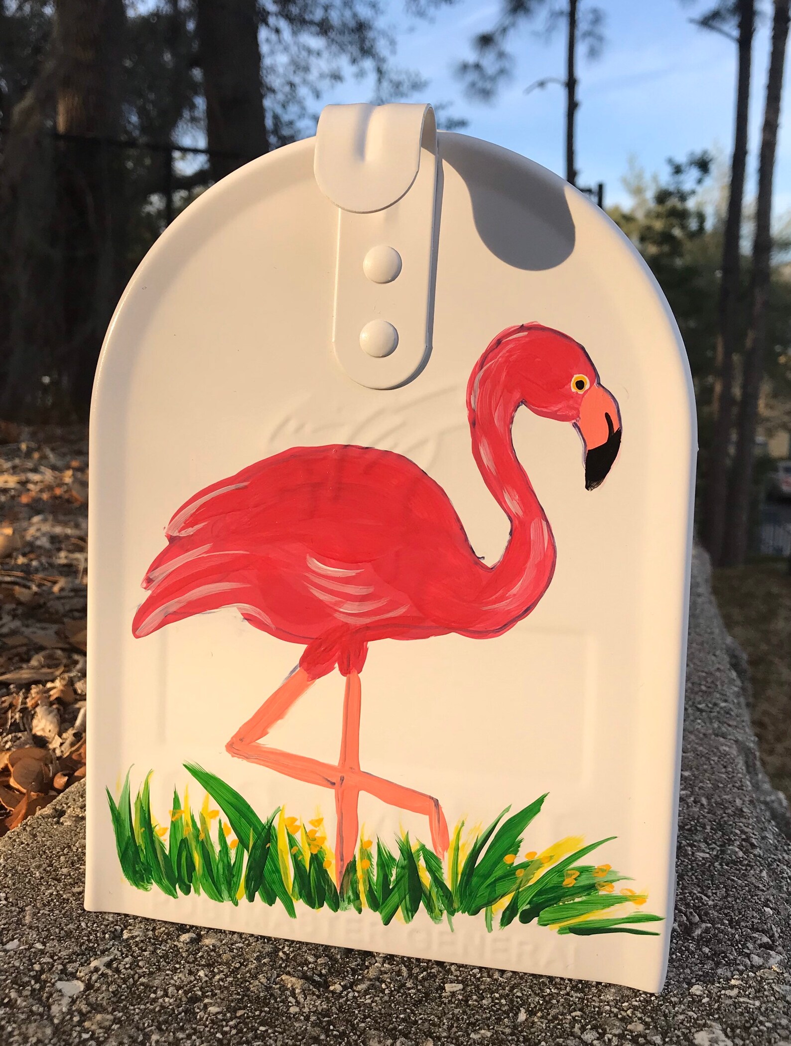 Hand painted Mailbox Pink Flamingos Tropical Birds Florida Etsy